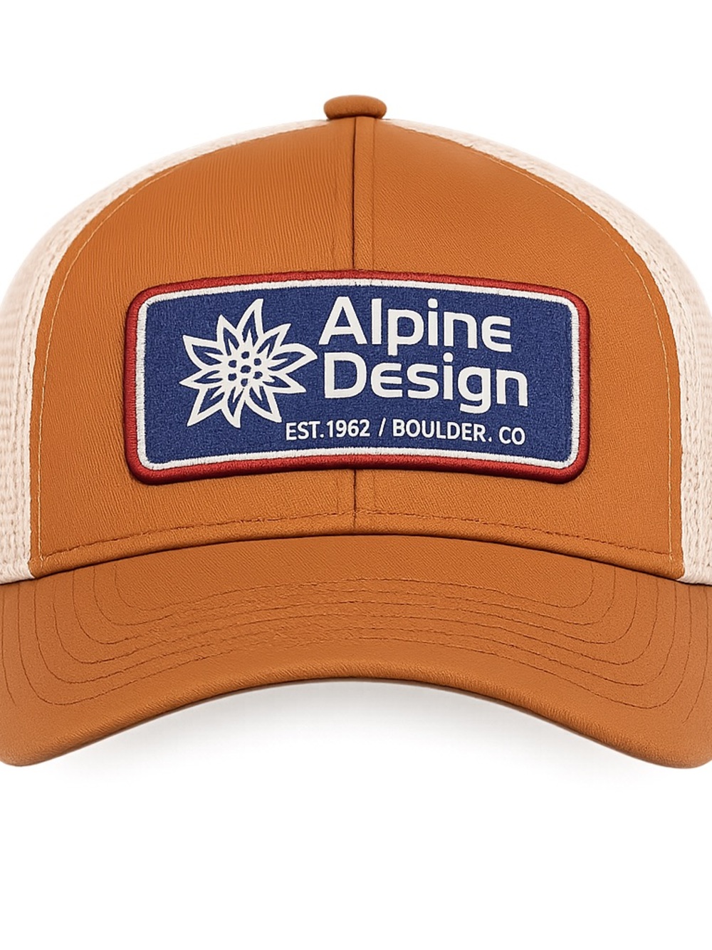 Alpine Design Patch Trucker Hat - Rust Orange & Cream